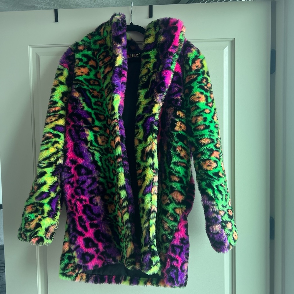 Colorful Faux Fur Coat